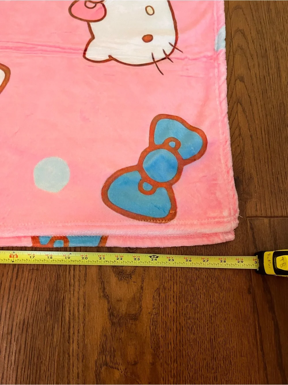 Hello Kitty Pink Plush Blanket with Colorful Bows